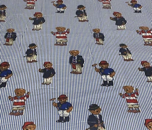 Ralph Lauren Teddy Bear Varsity Styled Handmade Small Crib Quilt 31.5Wx35L - Picture 1 of 5