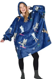 Womens Oversized Flannel Blanket Hoodie Sweatshirt, Plush Fleece Lined Lounging - Picture 1 of 7