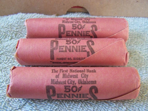 1963-D **Original Bank Wrapped** Uncirculated Lincoln Cent Roll - OBW Pennys (X) Cover