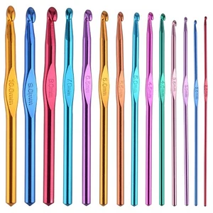 BCMRUN 14 pcs Multicolor Aluminum Crochet Hooks Knitting Needles Craft Yarn 2... - Picture 1 of 6