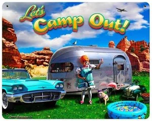 Remolque Camp Airstream coche clásico toro perro letrero de metal decoración de pared Grossman LG306 - Imagen 1 de 1