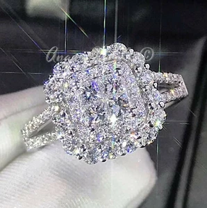 1.50Ct Princess Cut Moissanite Ring 💍–VS1 F-G – Solid 14K White Gold Engagement - Picture 1 of 7