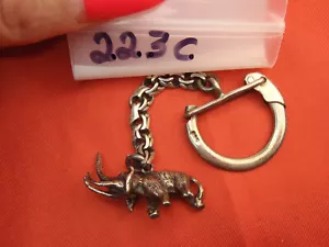 Elephant Keychain in Solid Sterling Silver Trunk Up For Good Luck - Picture 1 of 19
