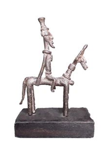 Antique African Dogon Bronze Horse and Rider - Picture 1 of 9