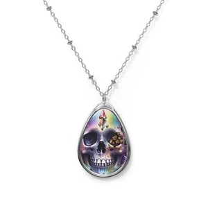 Oval Halskette "Diamond Skull" ©️ by CLEArT (ConnieLynnArt) - Bild 1 von 5