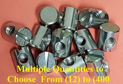 Cross Dowels/Barrel Nuts 10-24 12mm x 10mm Center Hole Zinc Sloted Steel CNC - Image 1 of 2