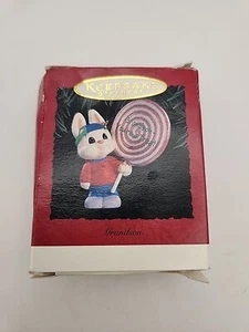 Vintage Hallmark Keepsake Ornament Grandson 1995 Bunny Rabbit Lollipop With Box - Picture 1 of 4