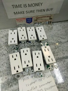 LOT OF 8)  MIX BRAND Residential Decorator Receptacle Outlet  15A 125V (CG3 - Picture 1 of 9