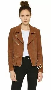 Women Tan Brown Real Suede Leather Jacket Sheepskin Style Genuine Jacket Coat - Picture 1 of 6