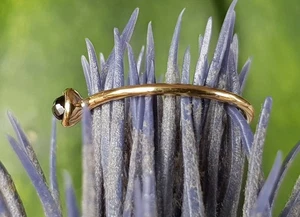 SCHMUCK-STCK RING Spinell SILBER vergoldet NEU schwarz 52 16,5 18 56  Facetten - Picture 1 of 2