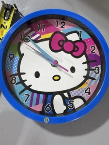 Sanrio Hello Kitty Wall Clock Talking Electronic 2015 Blue Frame - Picture 1 of 6