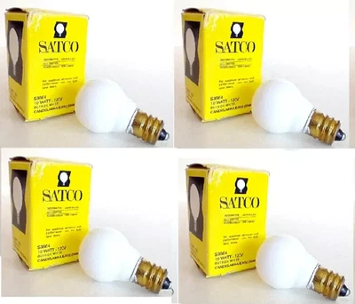 4Pcs SATCO S3864 120V 10-Watt G8 Globe Light Bulb, Glossy White, Candelabra Base - Image 1 of 3