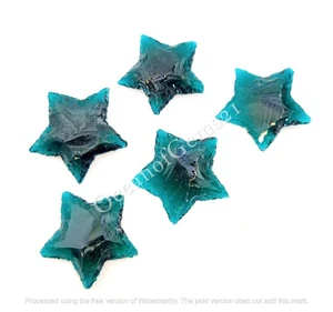 Manmade London Blue Topaz Star Shape Crystal, 4 Pieces, Loose Gemstone Cabochon - Picture 1 of 9