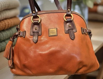 Bolso de Hombro Dooney Bourke Natural Marrón Toledo Cuero Florentino Cúpula - Imagen 1 de 4