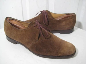Zapatos Oxford de gamuza marrón terminados a mano en banco por artesanos talla 11.5/12 E - Imagen 1 de 23