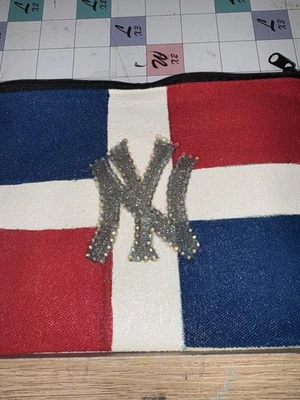 Hand painted NY Yankees Canvas Cosmetic Bag With Zipper - Image 1 of 3