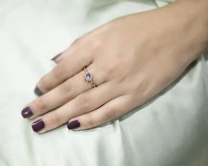 Anillo Sol Naciente Piedra Lunar Arco Iris Oro 14K 0.60 CT - Para Navidad - Imagen 1 de 6