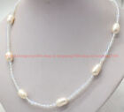 Mode 4mm Weiß Sri Lanka Mondstein & Weiß Reis Perle Halskette Schmuck 16-48"