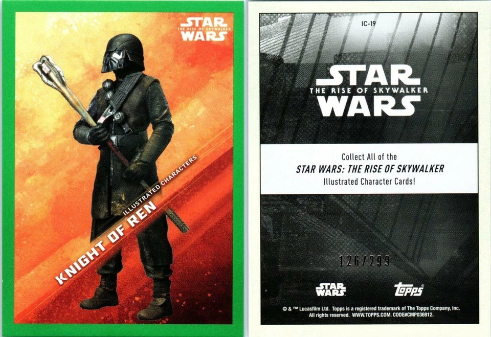 2019 STAR WARS THE RISE OF SKYWALKER ILLUSTRATED CHARACTER GREEN IC-19 126/299 - Image 1 of 1