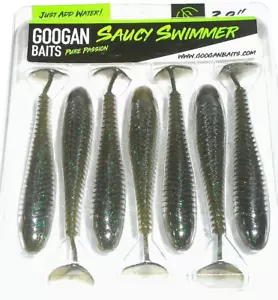 Googan Baits 3.8" Saucy Swimmer Swimbaits (Sombra Eléctrica-7 por paquete) - Imagen 1 de 2