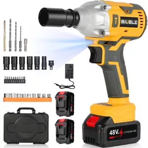 1000Nm 1/2" Cordless Electric Impact Wrench Drill Gun Ratchet Driver w/2 Battery - Picture 1 of 11