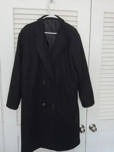 Woman Long Black Coat Double Breasted Size 18 Made Italy Boohoo - Picture 1 of 15