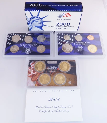 2008 United States Mint Proof Set Blue Box 14 Beautiful GEM Clad Coins Box COA Cover