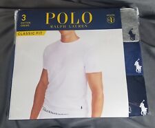 Polo Ralph Lauren 3pk Classic Fit Crew Neck T-shirts Men's M Black Blue Gray