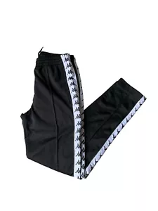 Pantalones de chándal vintage Kappa grabados para hombre pequeños negros años 90 Y2K Hip Hop - Imagen 1 de 10
