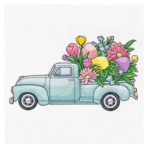RETRO BLUMENWAGEN EINZIGARTIGE HANDTÜCHER BADEZIMMER HANDWÄSCHE KÜCHE BESTICKT VON LAURA - Bild 1 von 1