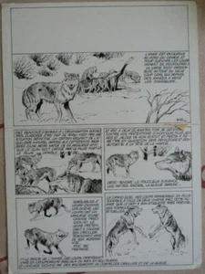 P 1 BD  PLANCHE    DESSIN ORIGINAL KLINE PIF SIGNEE LOUP - Picture 1 of 1