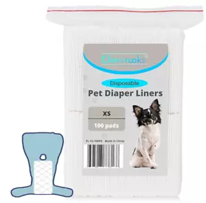 (2 pack) Cloverooke 100ct Extra Small Dog Diaper Liners, Disposable Absorbent Hy - Picture 1 of 7