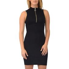 Miss Selfridge Womens Black Dress Sleeveless Zip Front Dress