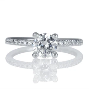 Natural 950 Platinum Round Cut Moissanite Diamond Engagement Ring 1.20 CT D-F/VV - Picture 1 of 5