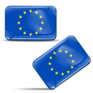 2 x Pegatinas 3D Gel Cúpula Calcomanía Auto Coche Moto Casco UE Unión Europea Bandera - Imagen 1 de 4