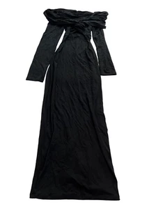 ASOS Design Off Shoulder Twist Midi Dress in Black - Picture 1 of 4