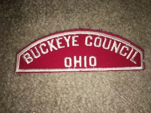 Boy Scout Buckeye Ohio BSA uniforme rosso bianco RWS Council Strip PRE CSP patch - Foto 1 di 1