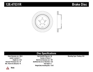 StopTech For Toyota / Subaru / Scion Disc Brake Rotor Rear Right - 128.47031R - Picture 1 of 2