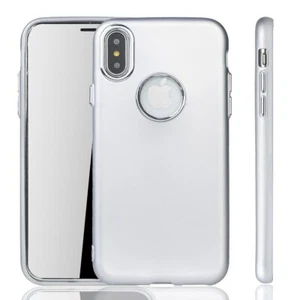 Apple iPhone X / XS Etui Etui na telefon komórkowy Komórka Ochrona Case Cover Bumper w kolorze srebrnym - Zdjęcie 1 z 4