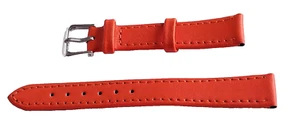 NEW CALF GRAIN WATCH STRAP 14MM WIDTH ORANGE SILVER COLOUR BUCKLE - Picture 1 of 3
