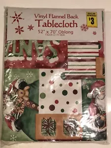 Vinyl Flannel Back Tablecloth Christmas Santa Claus 52”x70” Oblong ODS2 - Picture 1 of 3
