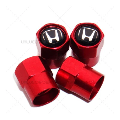 4pcs Hex Fit Honda Car Wheels Tire Air Valve Caps Stem Dust Cover Decor Red - Image 1 of 4