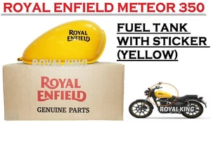 Royal Enfield "FUEL TANK WITH STICKER" FIRE BALL YELLOW  For Meteor 350 - Picture 1 of 11
