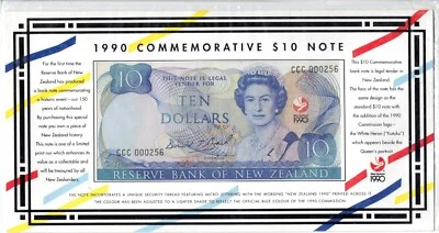 New Zealand, 10 Dollars 1990 QEII UNC BANKNOTE Commemorative LOW SERIAL CCC - Image 1 of 2