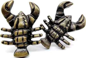 Set of 2 Nautical Handmade Iron Lobster Drawer knob Pulls and Push Gift - Picture 1 of 5