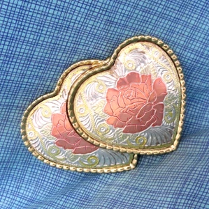 Western Hearts & Rose Belt Buckle Floral Scroll Cowgirl Vtg 80s W USA    .GMP146 - Picture 1 of 10