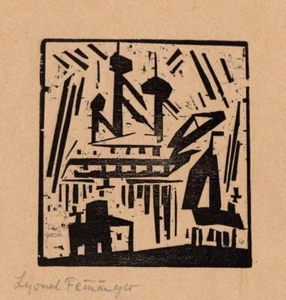 Black and White Woodcut Print Lyonel Feininger 1924 German Expressionist Modern - Picture 1 of 2