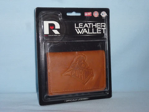 PURDUE BOILERMAKERS   Leather TriFold Wallet   NIP  by Rico    brown Cover