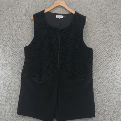 Chaleco Calvin Klein Mujer Extra Grande Negro Longline Imitación Piel Remolinado Texturizado Foto 1 de 4