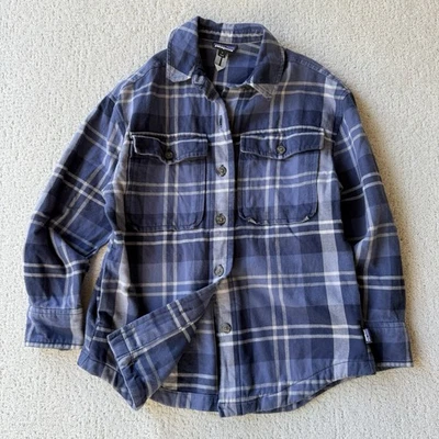 Sobrecamisa de franela de fiordo de peso pesado Patagonia para mujer S azul a cuadros $189 Foto 1 de 4
